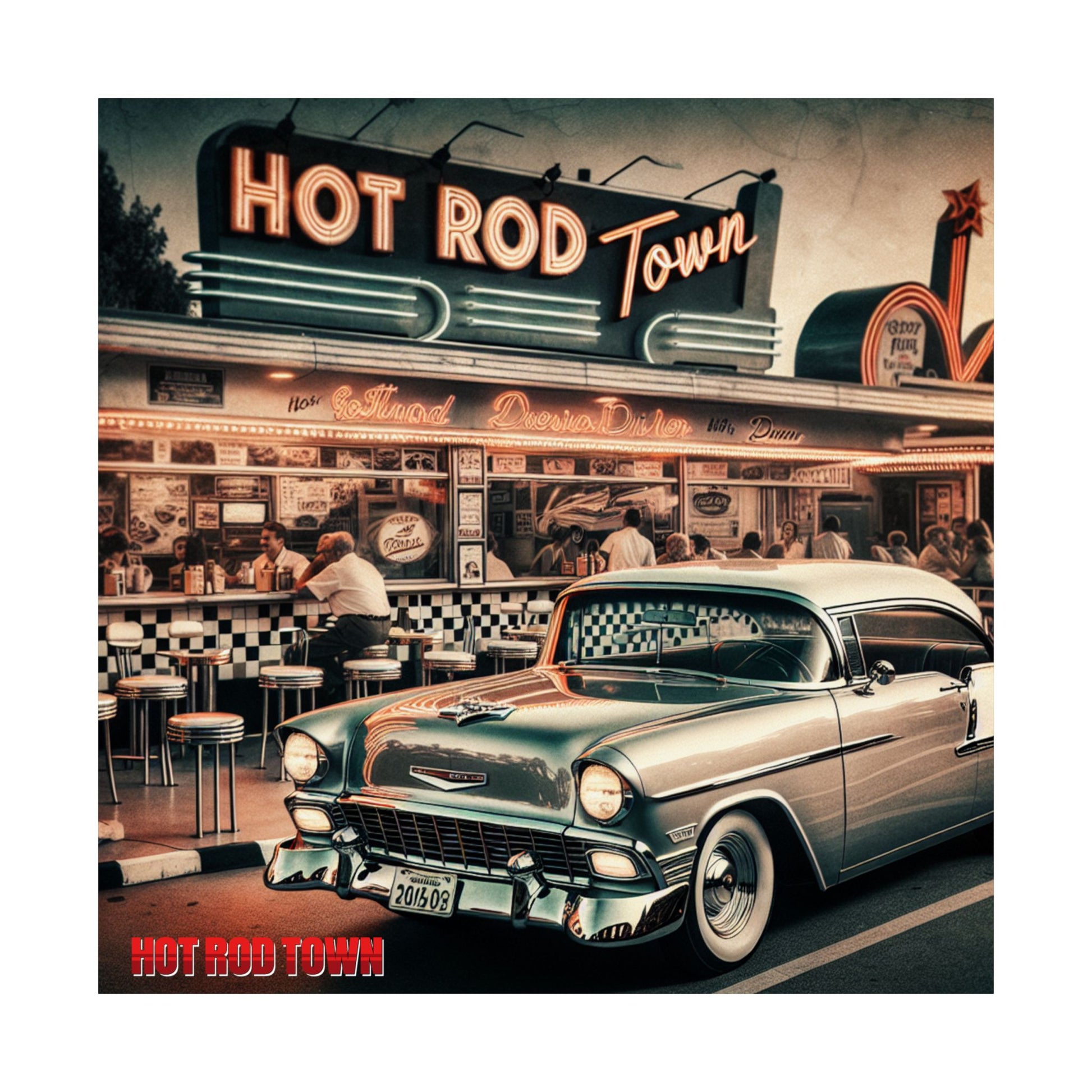 Vintage Hot Rod Town Satin Posters, Classic Car Décor, Retro Wall Art, Automotive Enthusiast Gifts, Unique Home Decorations