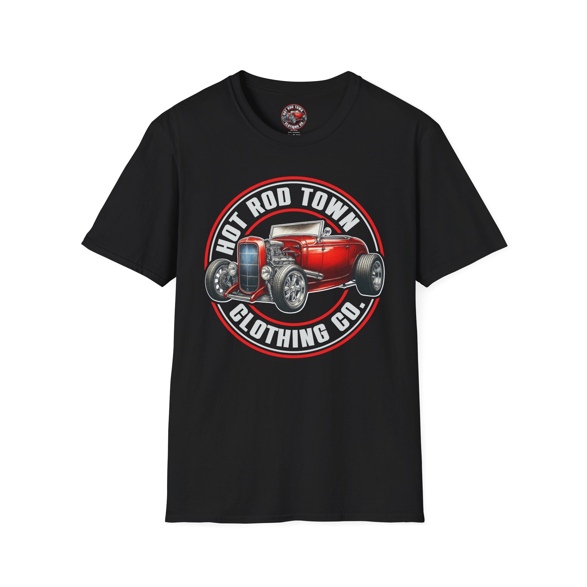 Hot Rod Town logo front of T-shirt