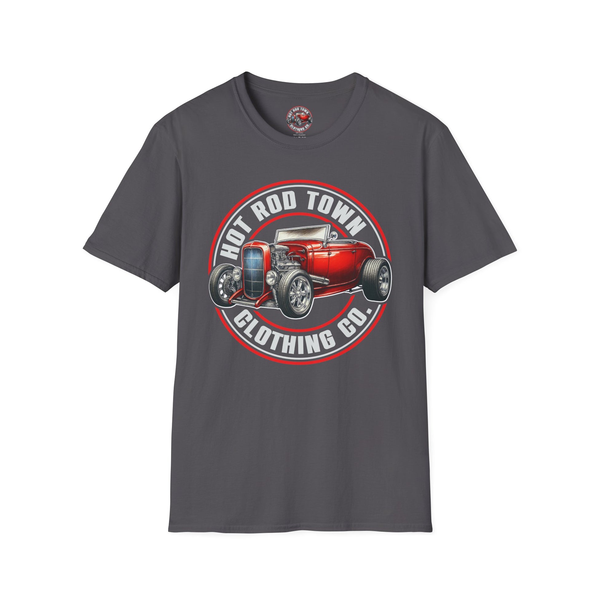 Hot Rod Town logo front of T-shirt