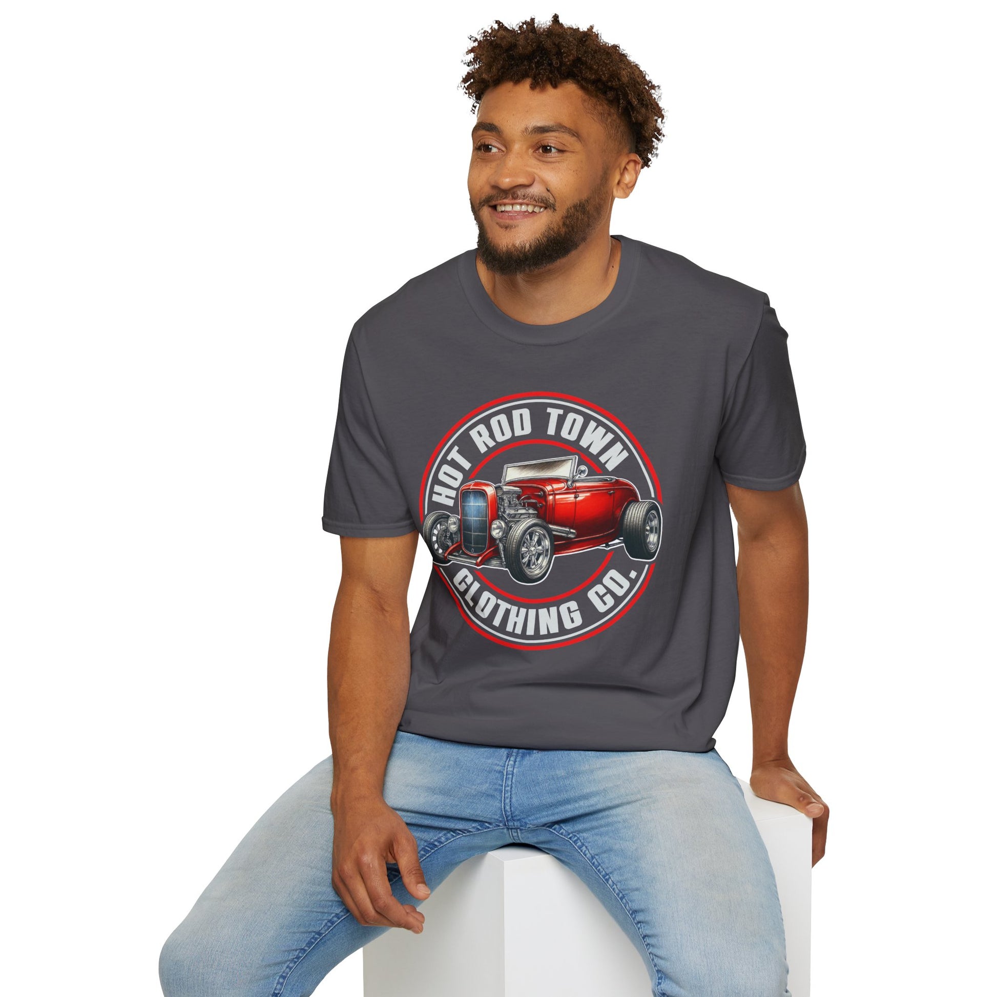 Hot Rod Town logo front of T-shirt